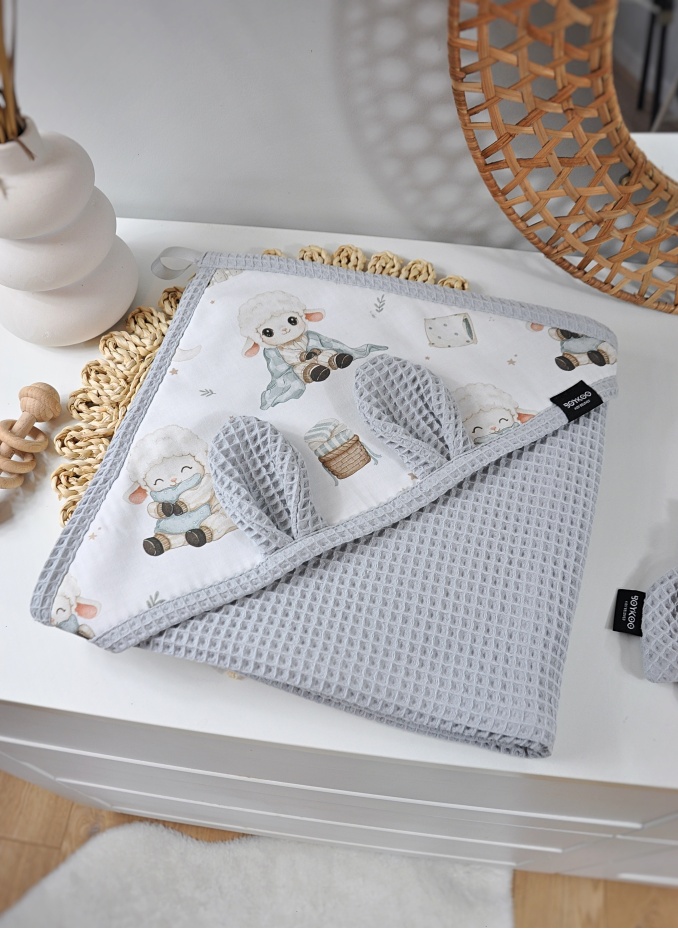 Ręcznik z kapturkiem Wafel Grey Lamb