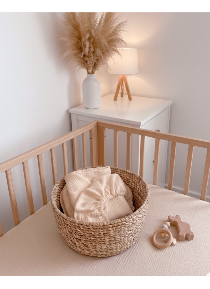 Prześcieradło Muślin z gumką Beige Prześcieradło Muślin z gumką Beige