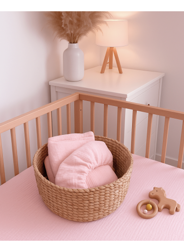 Prześcieradło Muślin z gumką Baby Pink