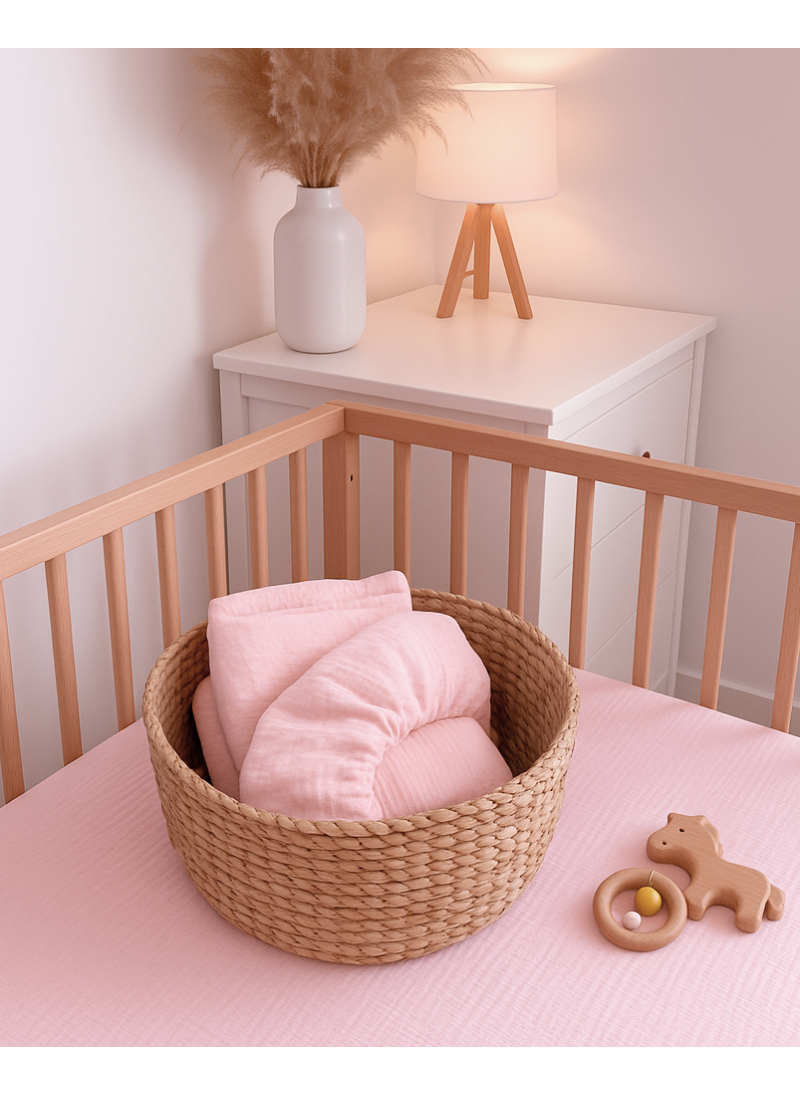 Prześcieradło Muślin z gumką Baby Pink Prześcieradło Muślin z gumką Baby Pink