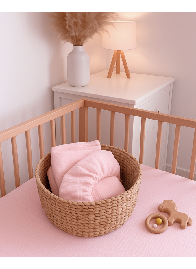 Prześcieradło Muślin z gumką Baby Pink