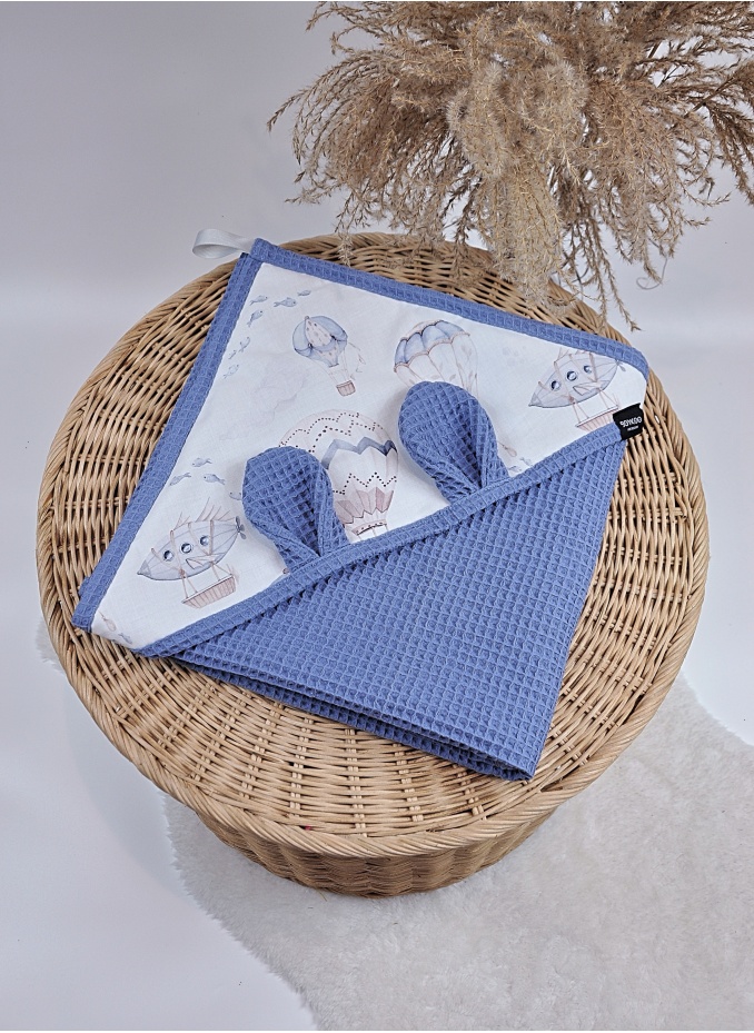 Ręcznik z kapturkiem Wafel Jeans Sky