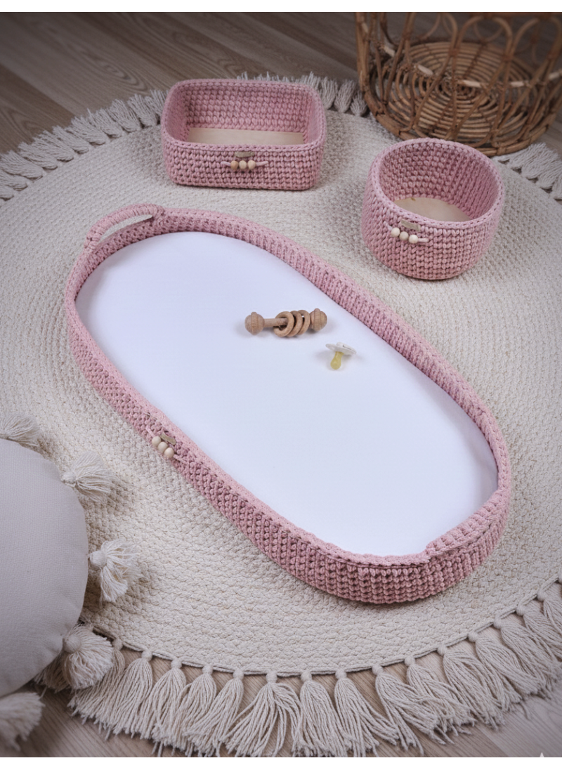 Przewijak Pleciony ze sznurka Pudrowy Róż