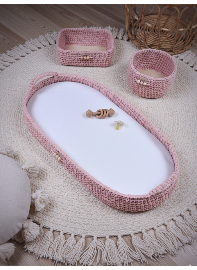 Przewijak Pleciony ze sznurka Pudrowy Róż