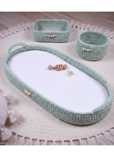 Przewijak Pleciony ze sznurka Mleczna Zieleń