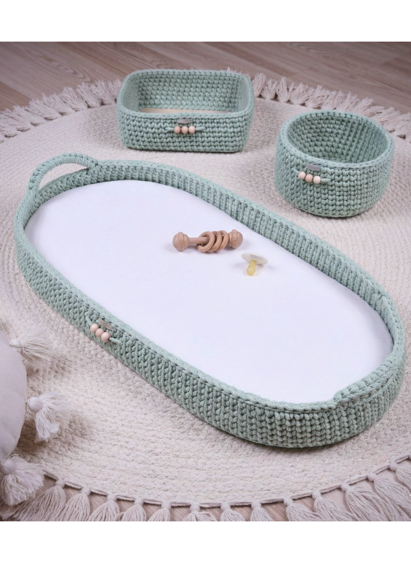 Przewijak Pleciony ze sznurka Mleczna Zieleń
