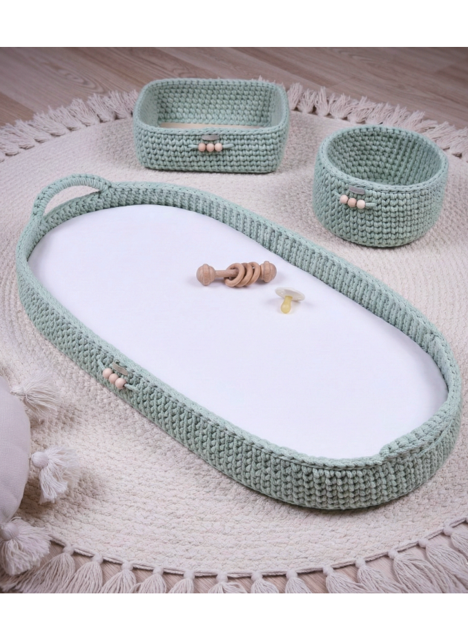 Przewijak Pleciony ze sznurka Mleczna Zieleń