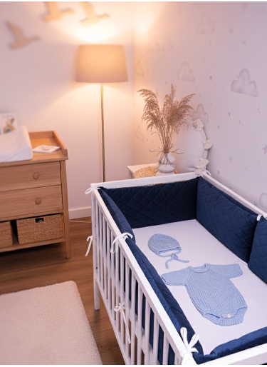 Ochraniacz do łóżeczka Velvet Navy