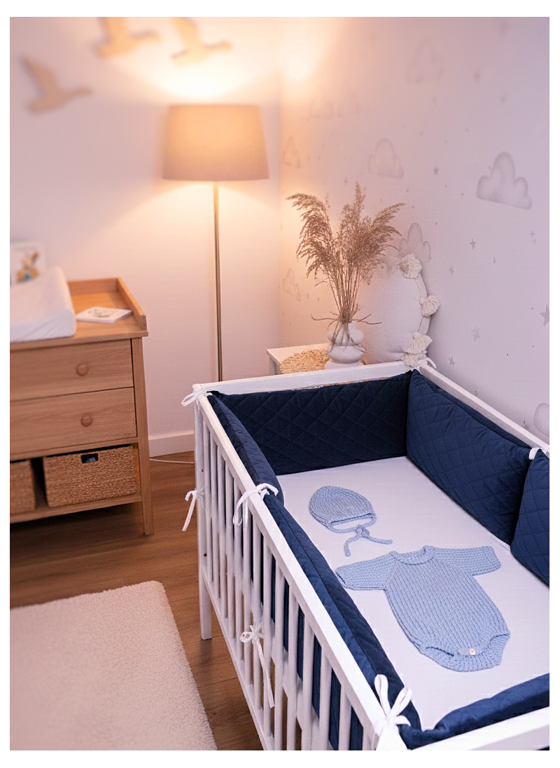 Ochraniacz do łóżeczka Velvet Navy