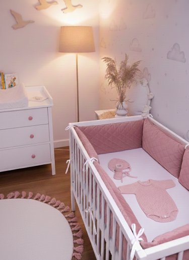 Ochraniacz do łóżeczka Velvet Smoky Rose