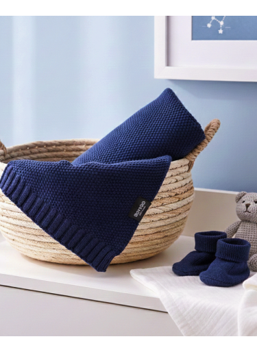 Kocyk Dzianinowy Bawełna 80x100 Navy