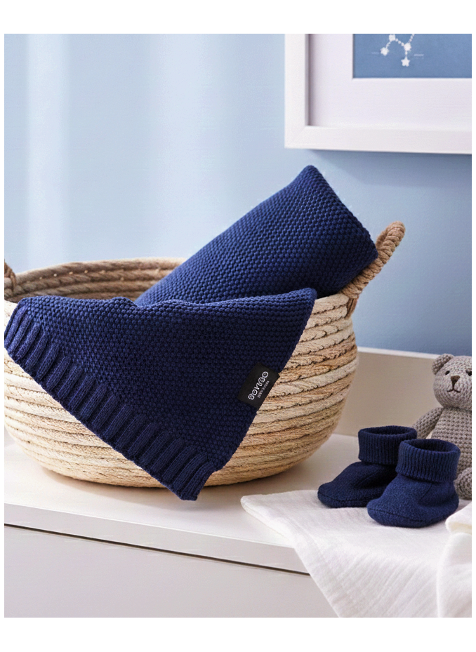 Kocyk Dzianinowy Bawełna 80x100 Navy