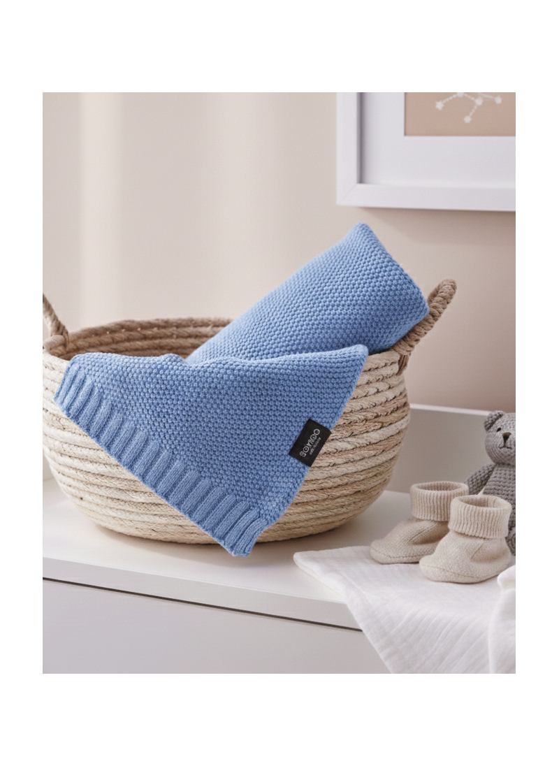 Kocyk Dzianinowy Bawełna 80x100 Jeans