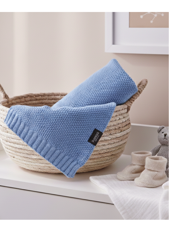 Kocyk Dzianinowy Bawełna 80x100 Jeans