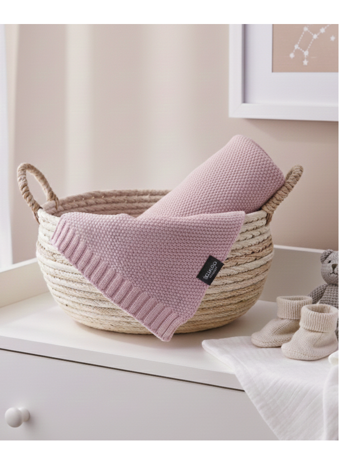 Kocyk Dzianinowy Bawełna 80x100 Powder Rose